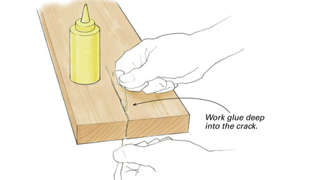 push glue into wood crack