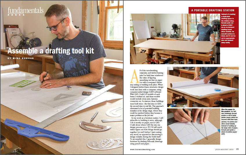 Assemble a drafting tool kit spread